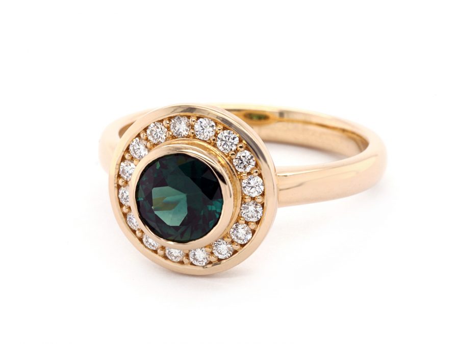Australian Parti Sapphire and Diamond Ring