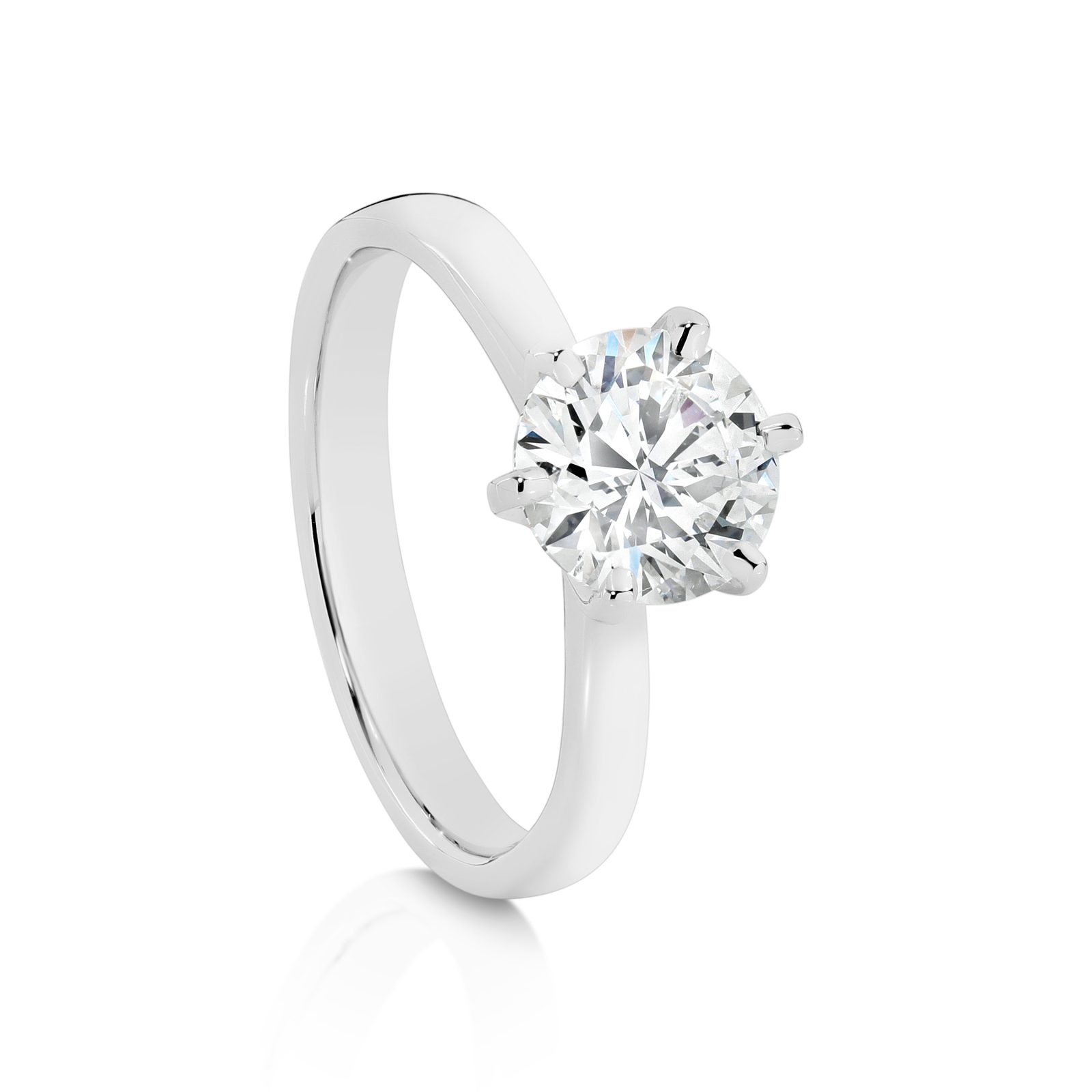 Platinum six claw solitaire engagement ring