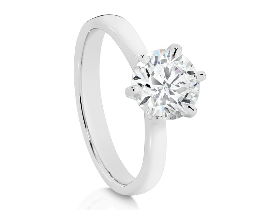 Platinum six claw solitaire engagement ring